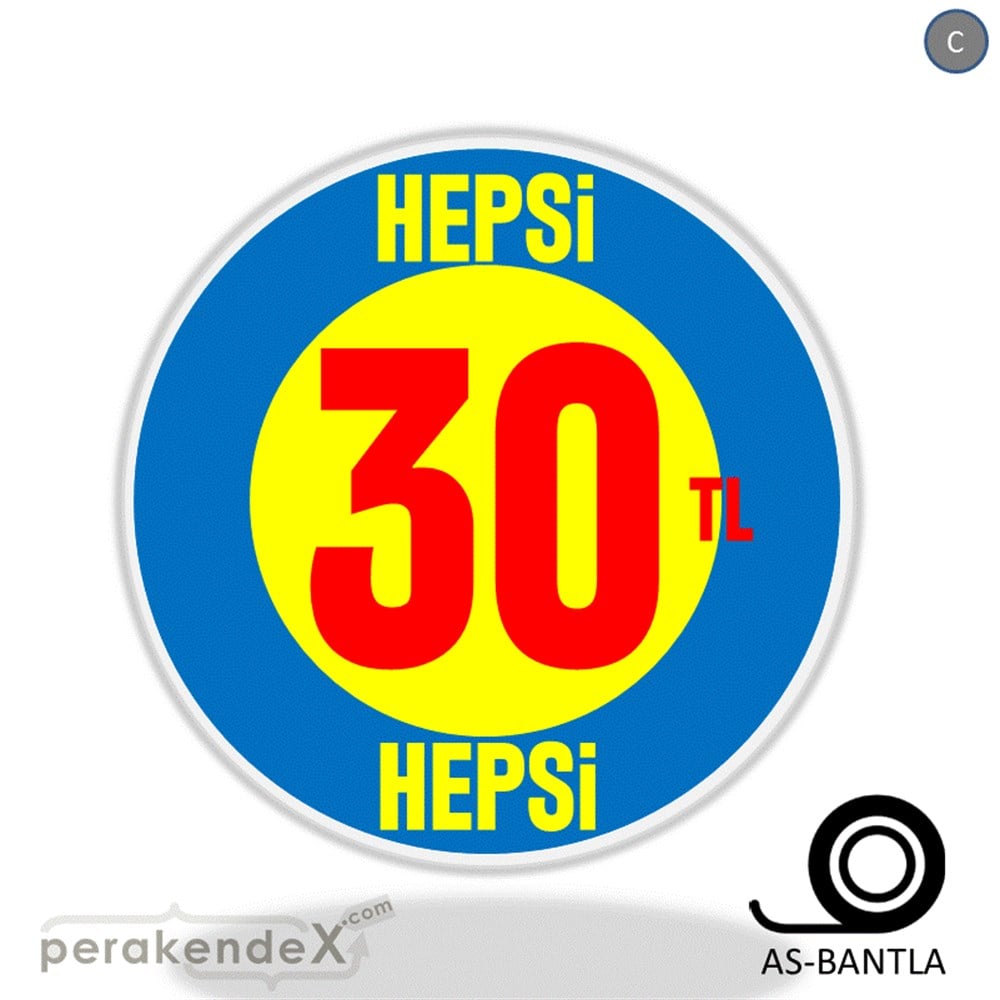 Ne Alırsan Hepsi 30 Tl SERT PLASTİK POSTER,  AFİŞ -oval,tek yön baskı