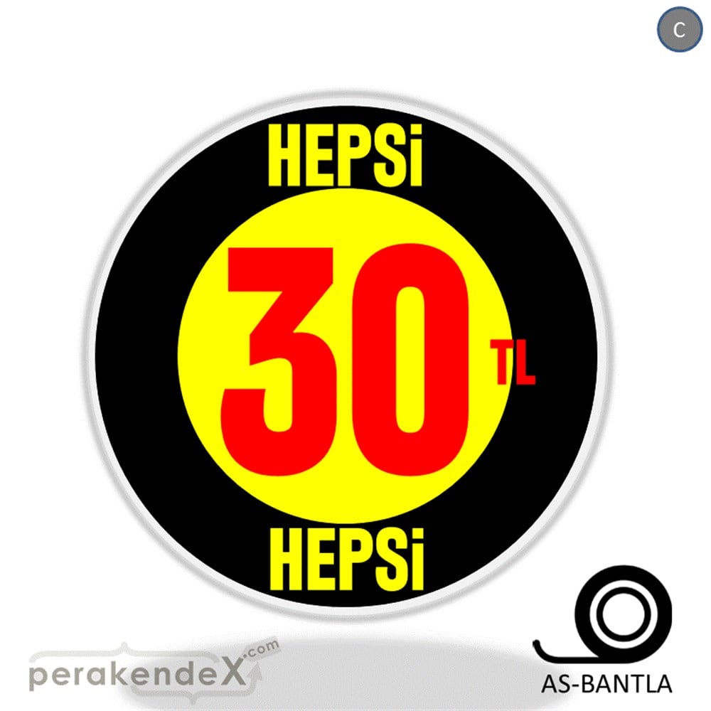 Ne Alırsan Hepsi 30 Tl SERT PLASTİK POSTER,  AFİŞ -oval,tek yön baskı
