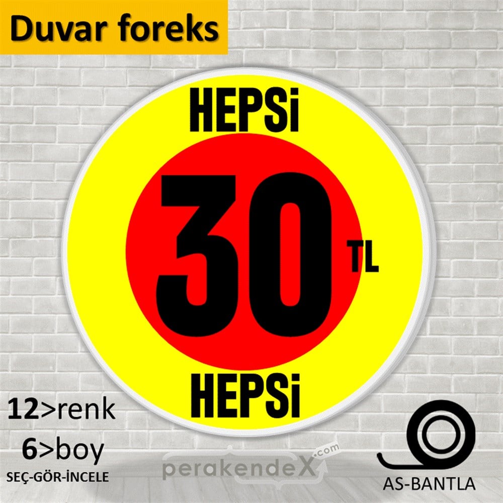 Ne Alırsan Hepsi 30 Tl SERT PLASTİK POSTER,  AFİŞ -oval,tek yön baskı