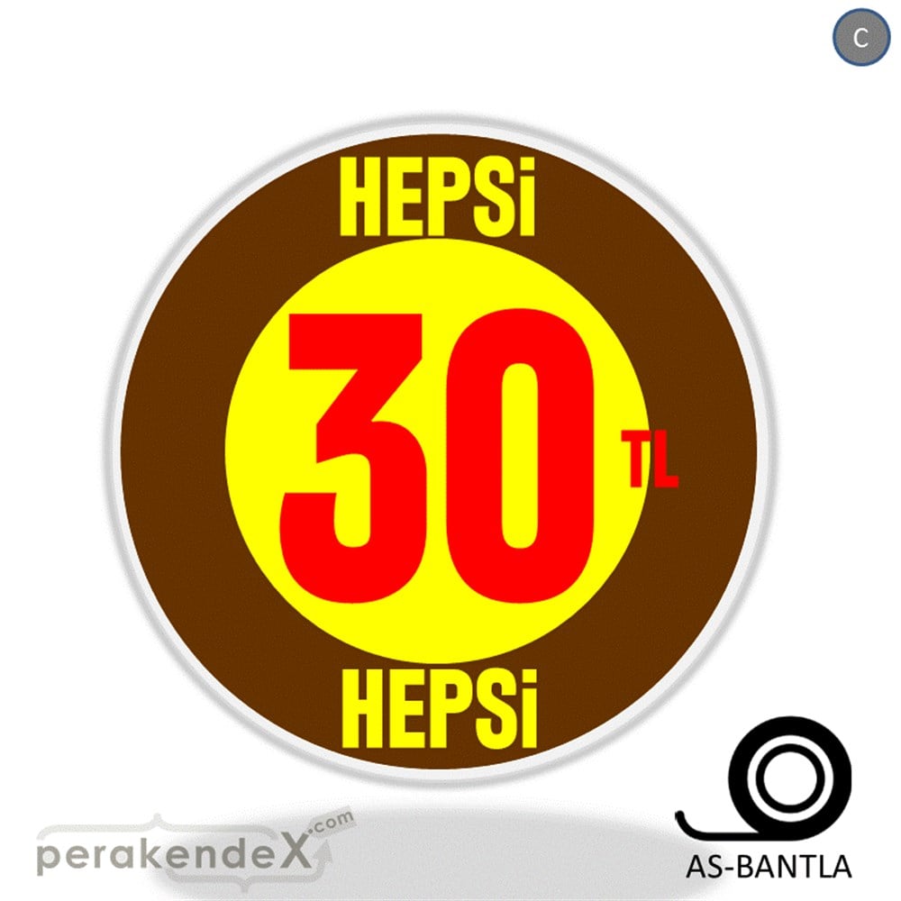 Ne Alırsan Hepsi 30 Tl SERT PLASTİK POSTER,  AFİŞ -oval,tek yön baskı