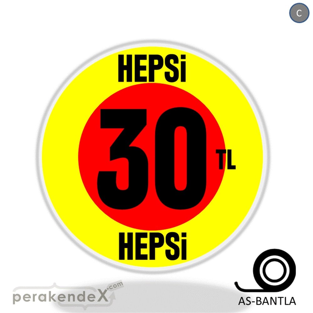 Ne Alırsan Hepsi 30 Tl SERT PLASTİK POSTER,  AFİŞ -oval,tek yön baskı