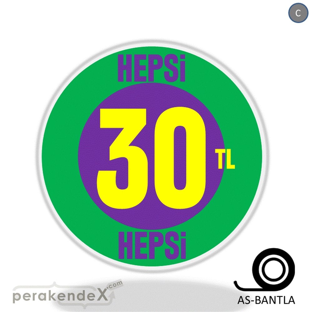 Ne Alırsan Hepsi 30 Tl SERT PLASTİK POSTER,  AFİŞ -oval,tek yön baskı