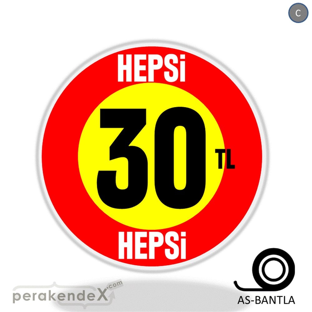 Ne Alırsan Hepsi 30 Tl SERT PLASTİK POSTER,  AFİŞ -oval,tek yön baskı