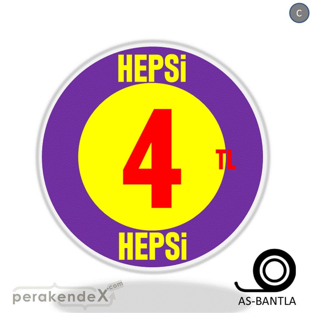 Ne Alırsan Hepsi 4 Tl SERT PLASTİK POSTER,  AFİŞ -oval,tek yön baskı