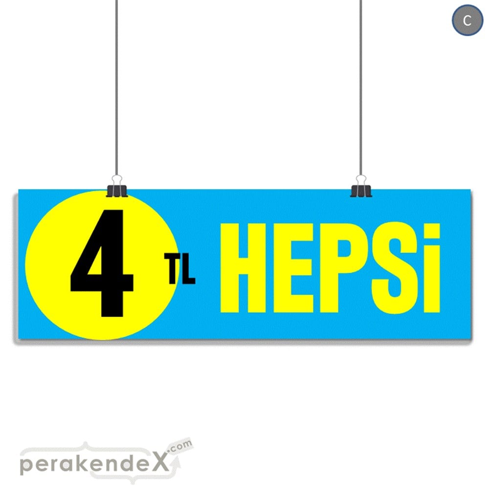 Ne Alırsan Hepsi 4 Tl SERT PLASTİK POSTER,  AFİŞ (BANNER) -dikdörtgen,tek yön baskı