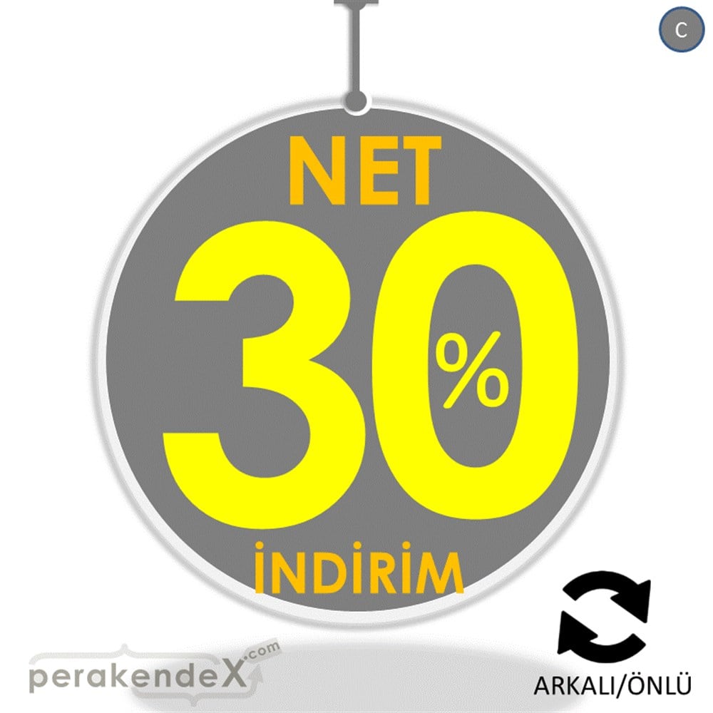 Net İndirim %30 DÖNKART -oval,çift yön baskı