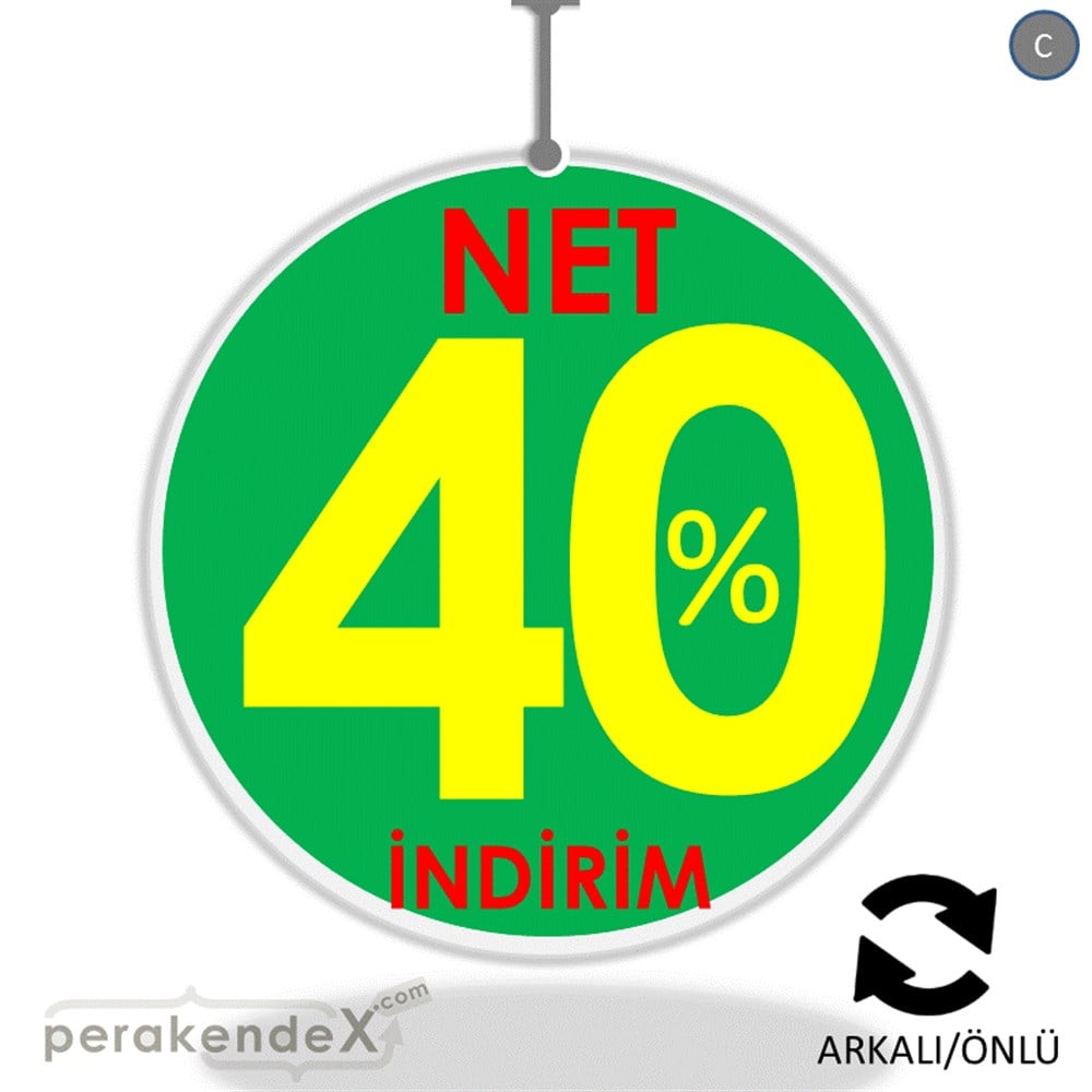 Net İndirim %40 DÖNKART -oval,çift yön baskı