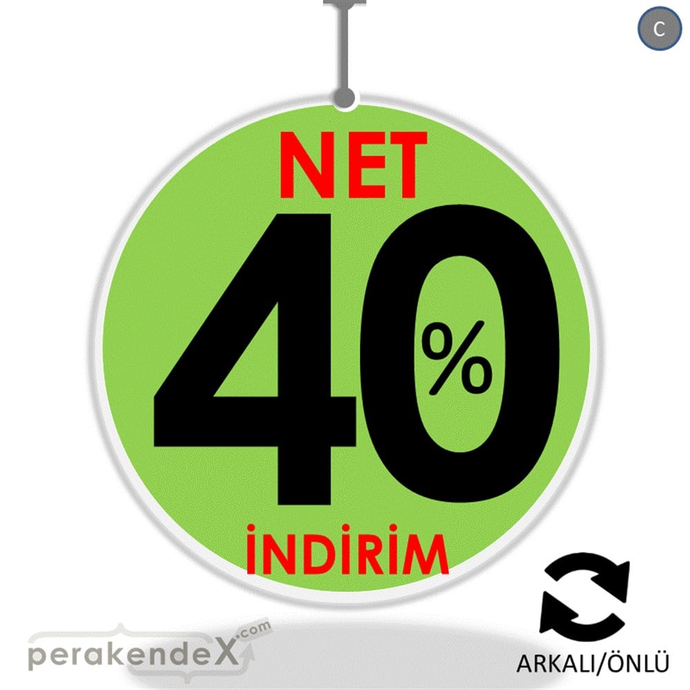 Net İndirim %40 DÖNKART -oval,çift yön baskı