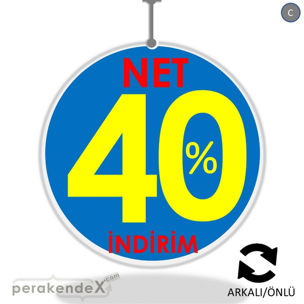 Net İndirim %40 DÖNKART -oval,çift yön baskı