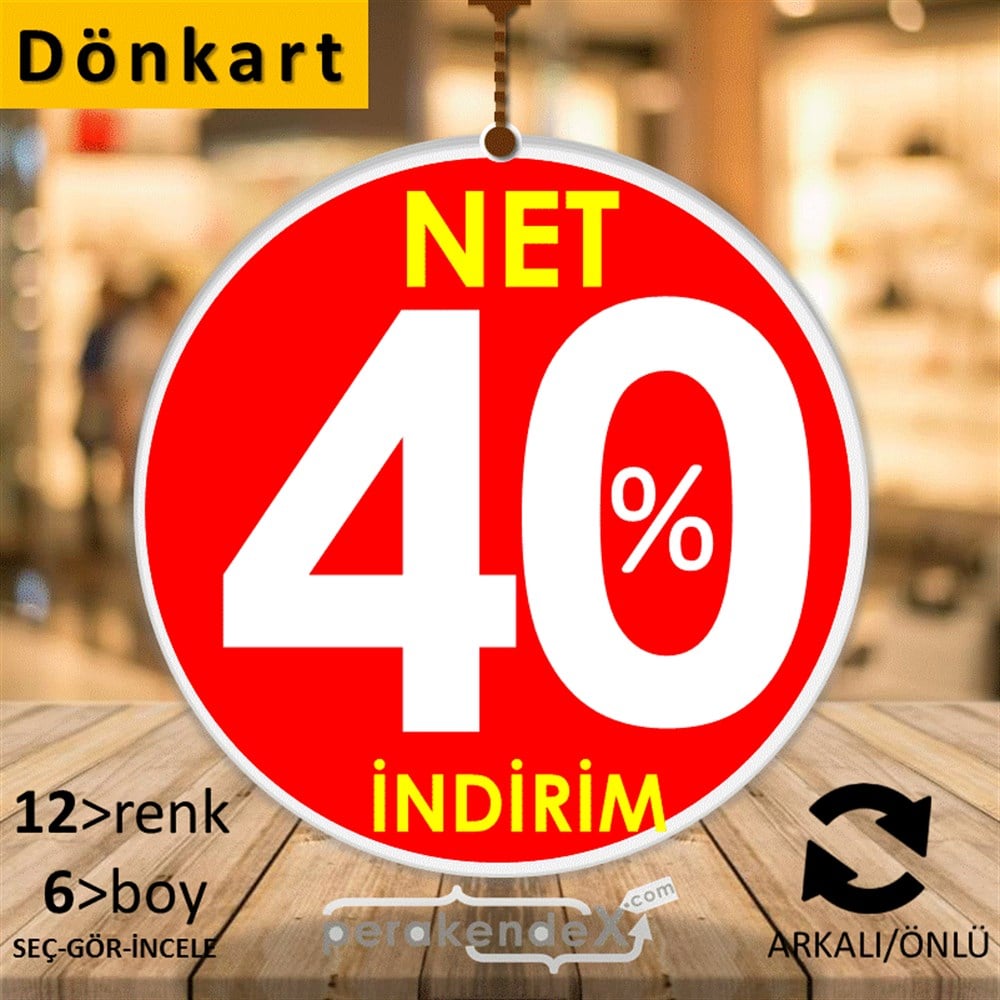 Net İndirim %40 DÖNKART -oval,çift yön baskı