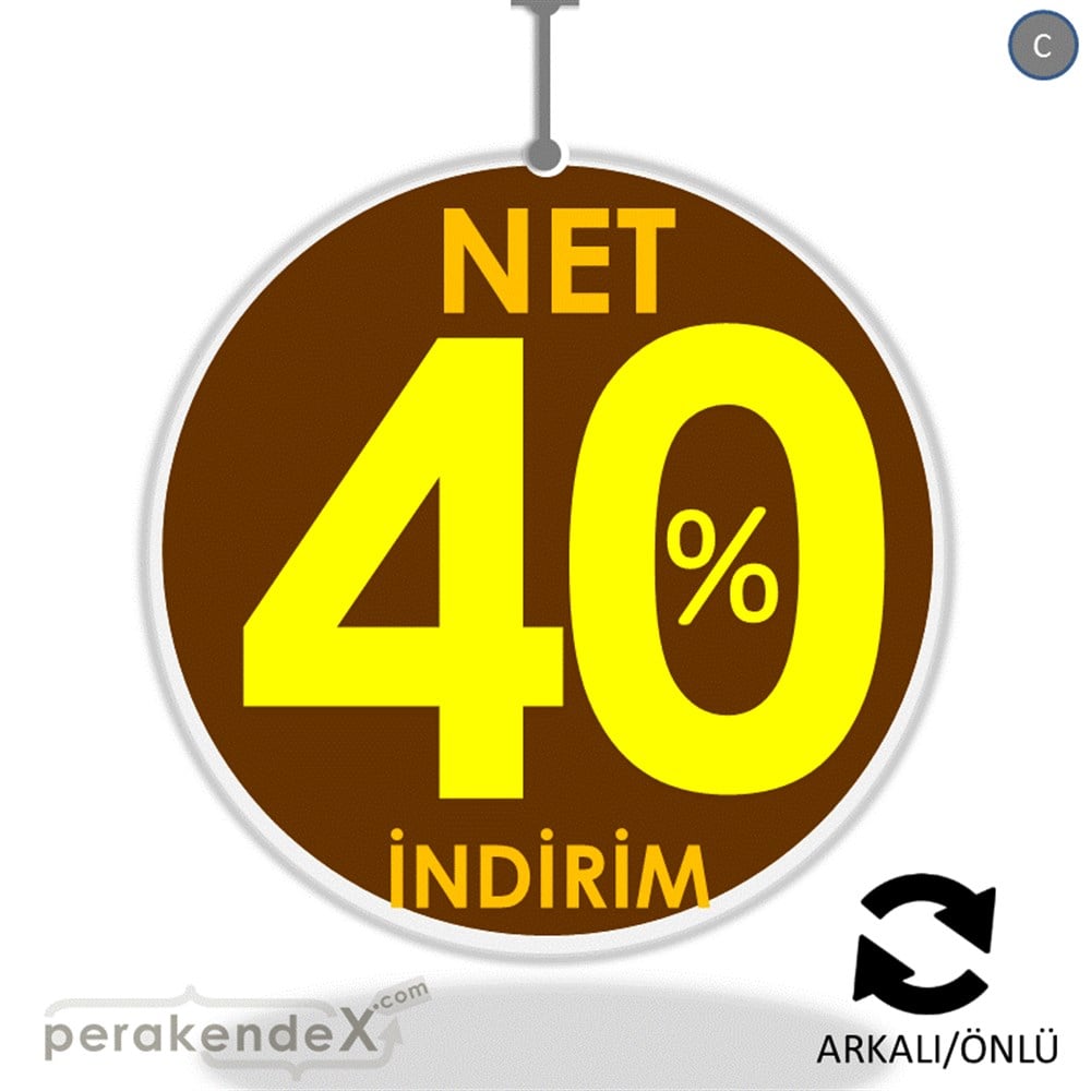 Net İndirim %40 DÖNKART -oval,çift yön baskı