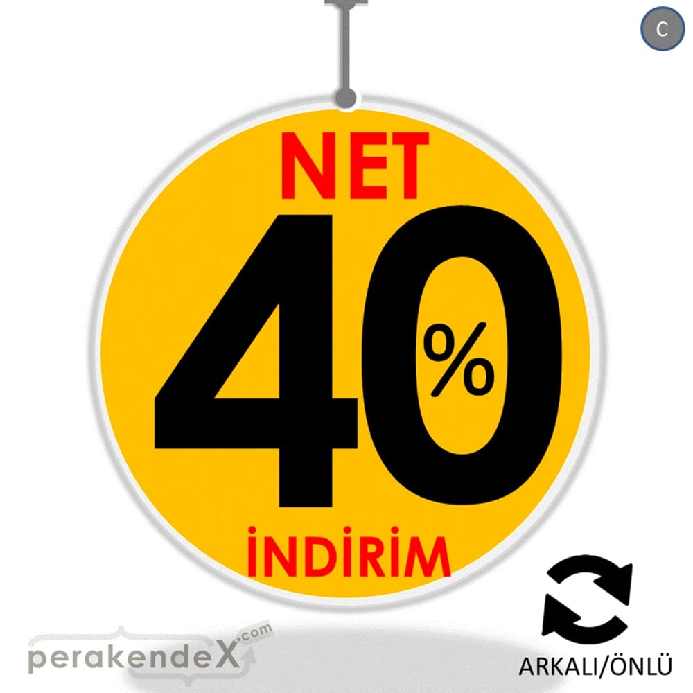 Net İndirim %40 DÖNKART -oval,çift yön baskı