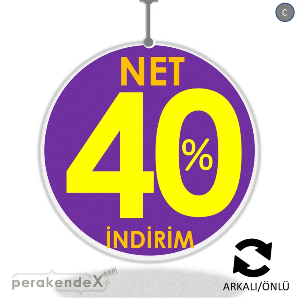 Net İndirim %40 DÖNKART -oval,çift yön baskı