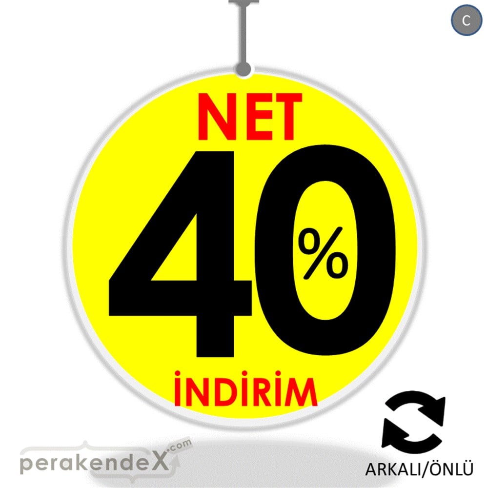 Net İndirim %40 DÖNKART -oval,çift yön baskı