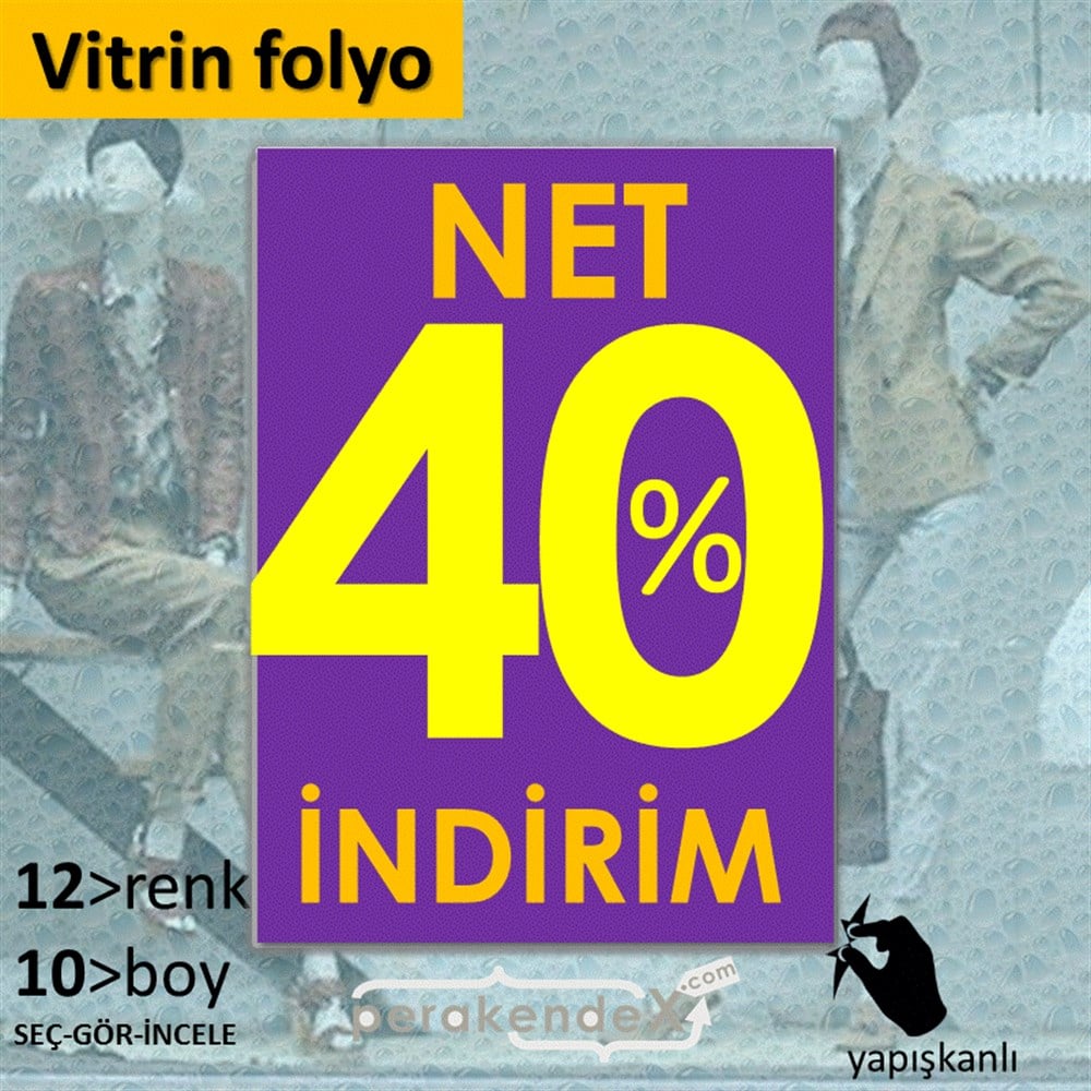 Net İndirim %40 VİTRİN - CAM FOLYO,  VİNİL -dikdörtgen,tek yön baskı