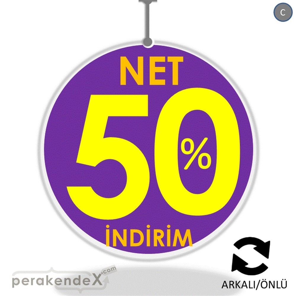 Net İndirim %50 DÖNKART -oval,çift yön baskı
