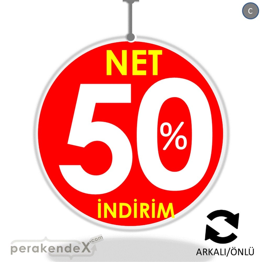 Net İndirim %50 DÖNKART -oval,çift yön baskı