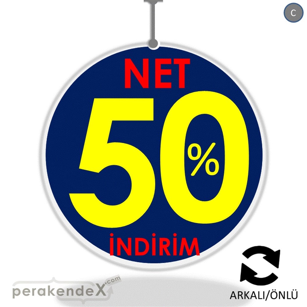 Net İndirim %50 DÖNKART -oval,çift yön baskı
