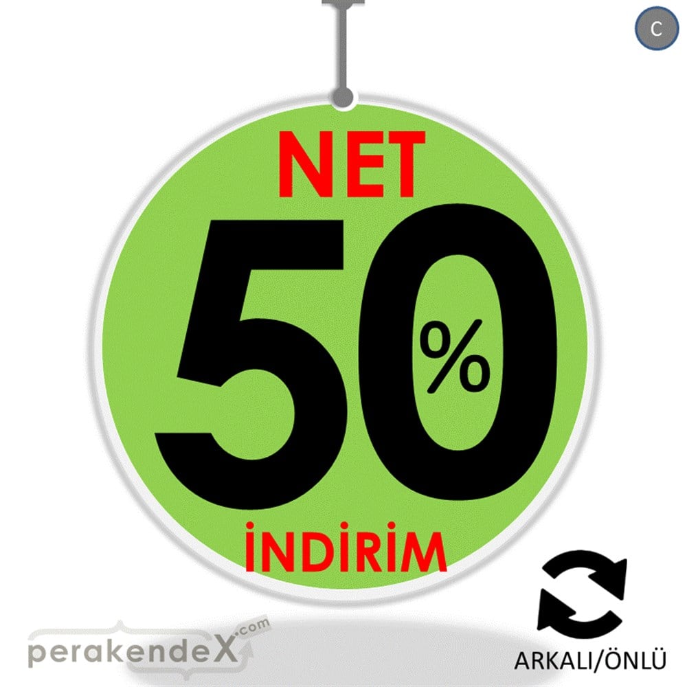 Net İndirim %50 DÖNKART -oval,çift yön baskı
