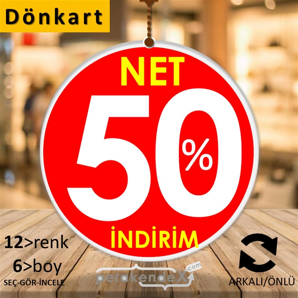 Net İndirim %50 DÖNKART -oval,çift yön baskı