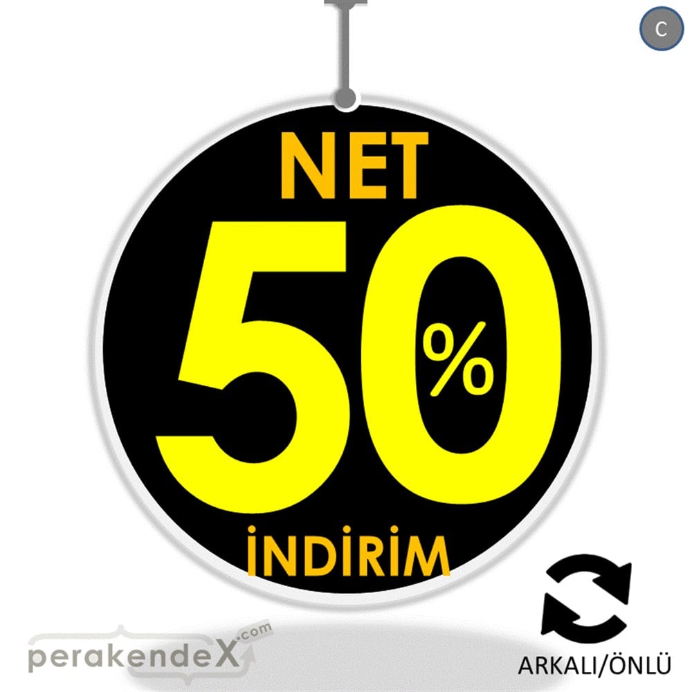 Net İndirim %50 DÖNKART -oval,çift yön baskı
