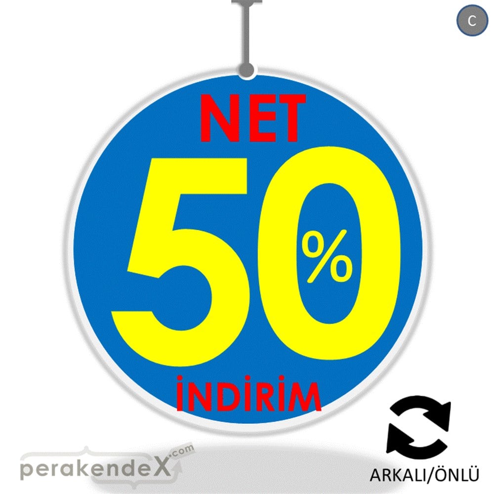 Net İndirim %50 DÖNKART -oval,çift yön baskı