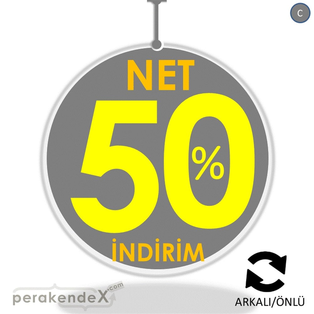 Net İndirim %50 DÖNKART -oval,çift yön baskı