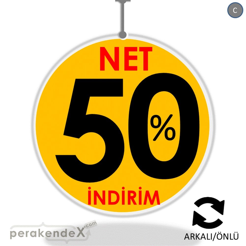 Net İndirim %50 DÖNKART -oval,çift yön baskı