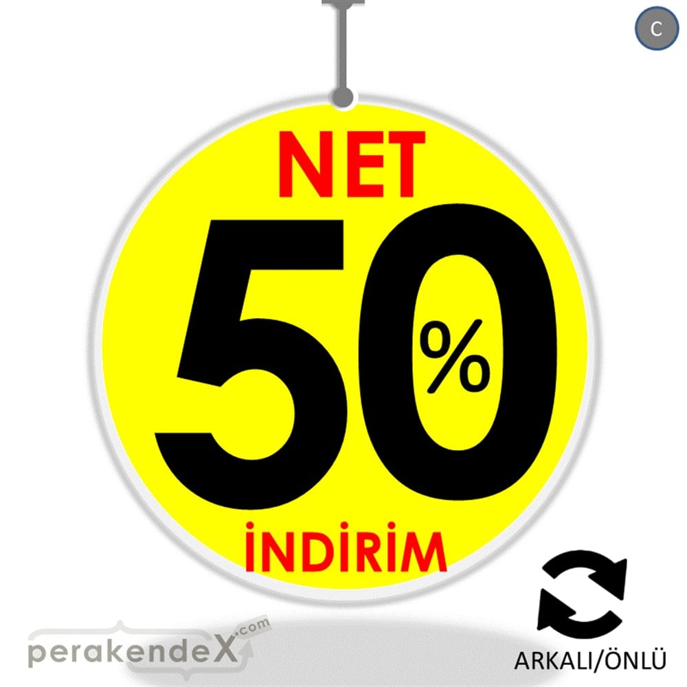 Net İndirim %50 DÖNKART -oval,çift yön baskı