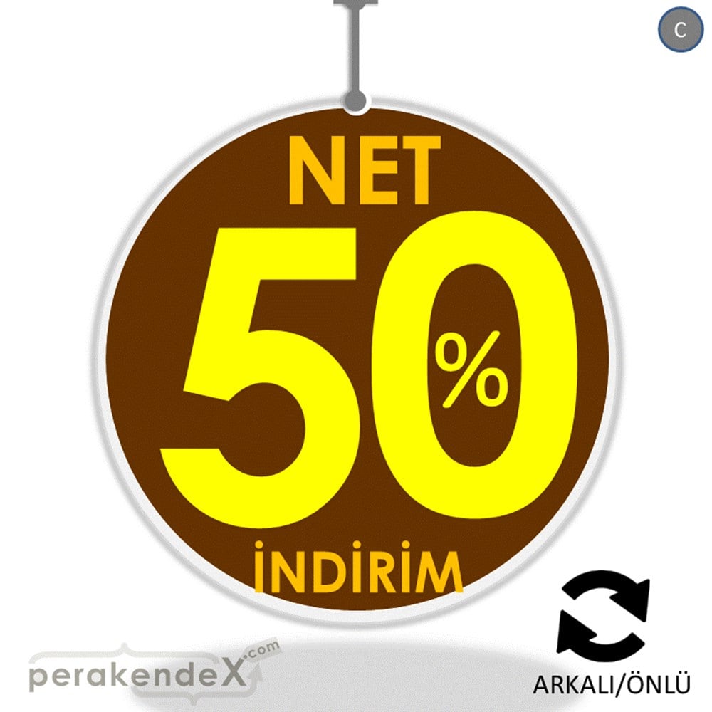 Net İndirim %50 DÖNKART -oval,çift yön baskı