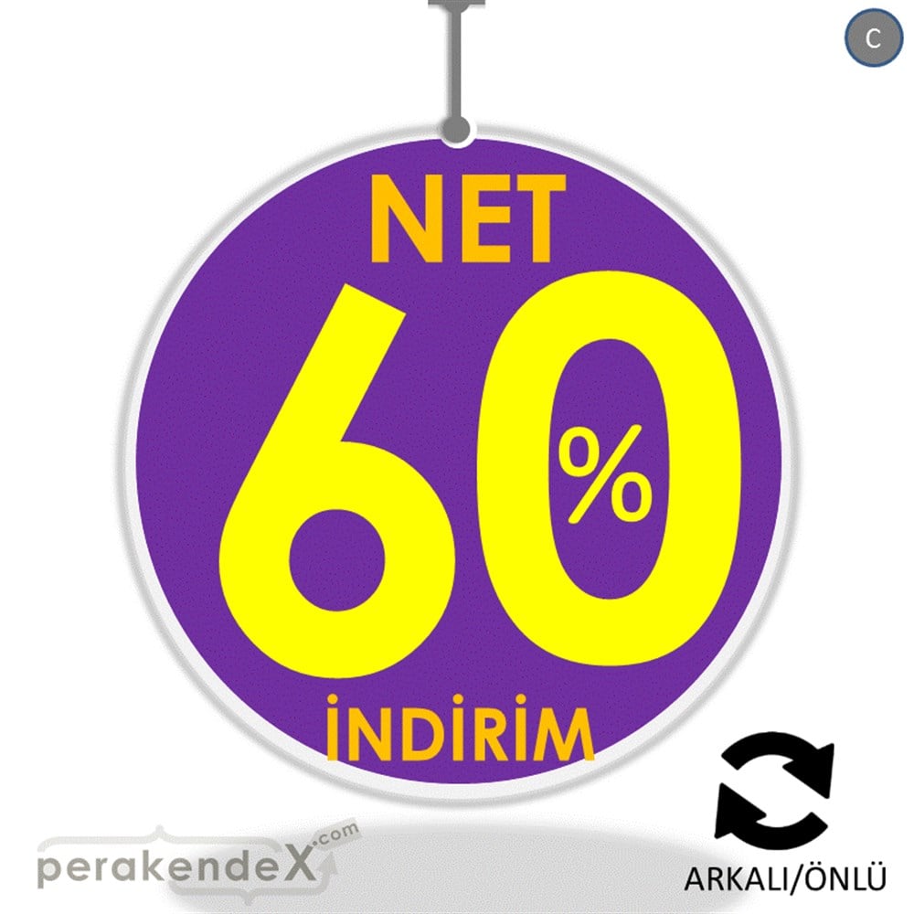Net İndirim %60 DÖNKART -oval,çift yön baskı