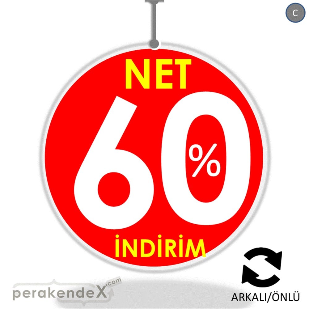 Net İndirim %60 DÖNKART -oval,çift yön baskı