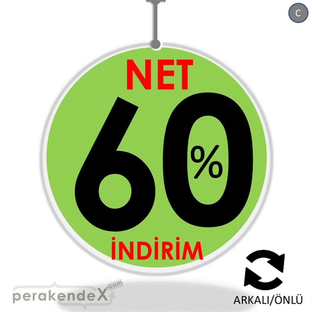 Net İndirim %60 DÖNKART -oval,çift yön baskı