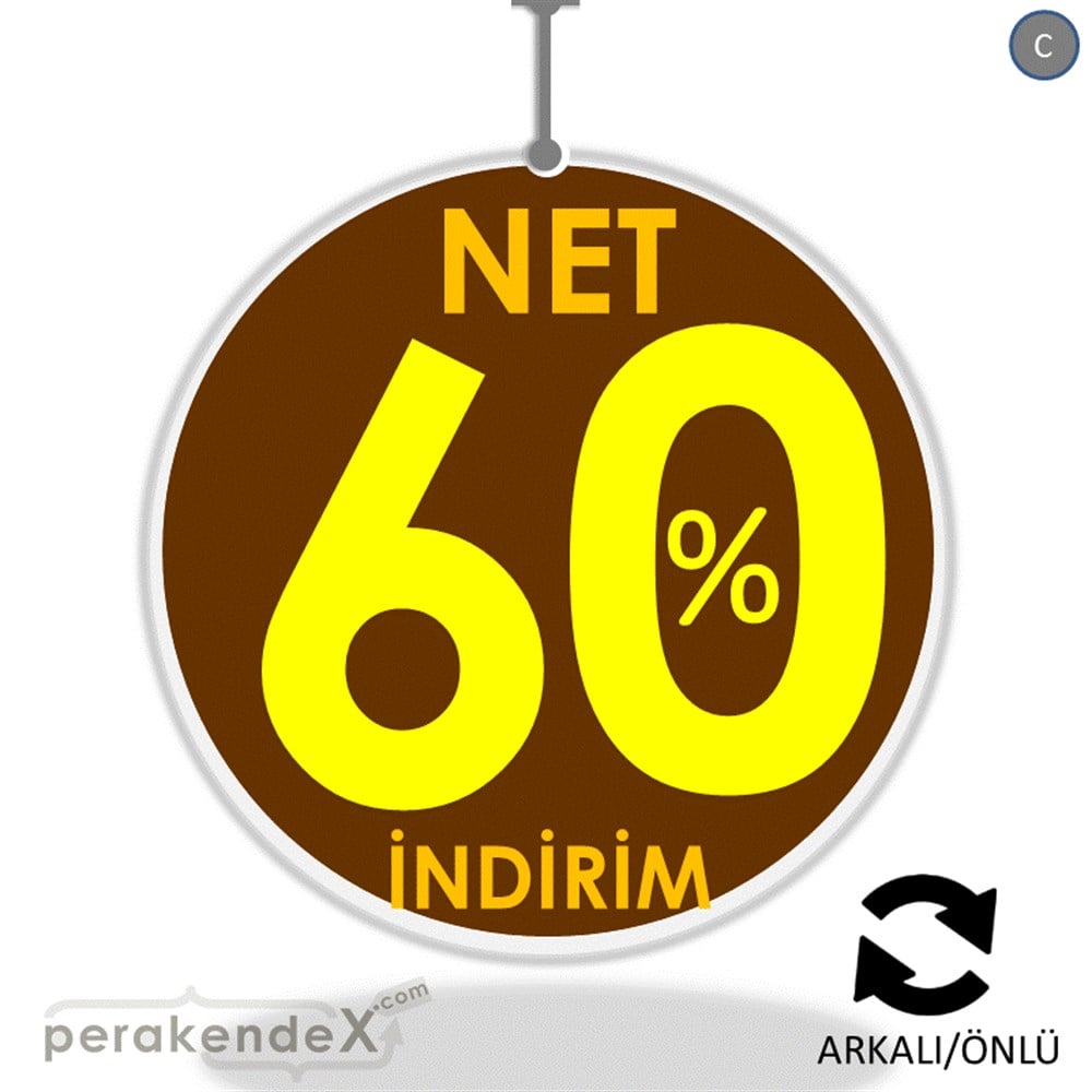 Net İndirim %60 DÖNKART -oval,çift yön baskı