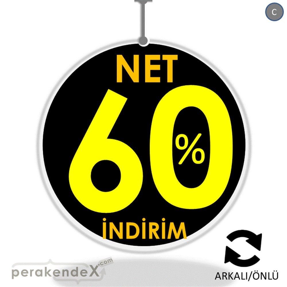 Net İndirim %60 DÖNKART -oval,çift yön baskı