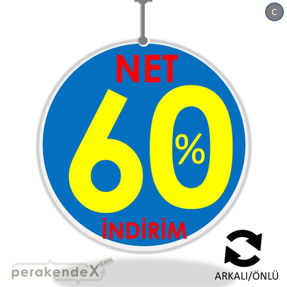 Net İndirim %60 DÖNKART -oval,çift yön baskı