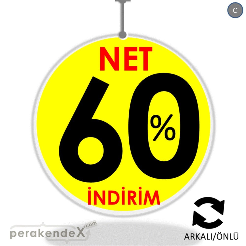 Net İndirim %60 DÖNKART -oval,çift yön baskı