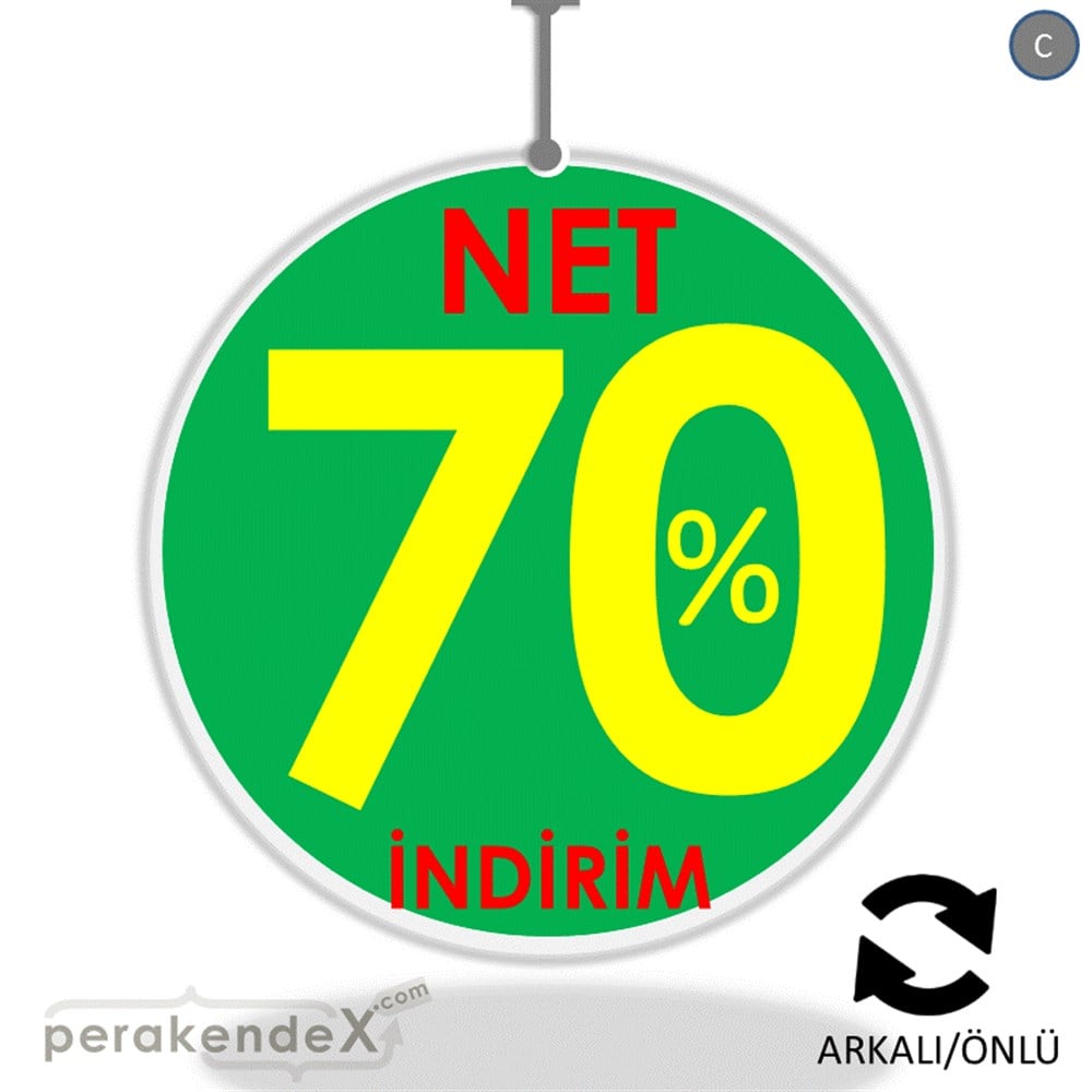 Net İndirim %70 DÖNKART -oval,çift yön baskı