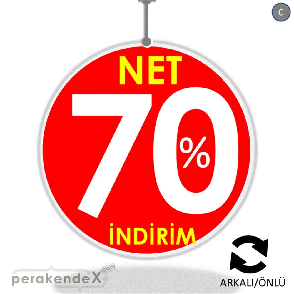 Net İndirim %70 DÖNKART -oval,çift yön baskı