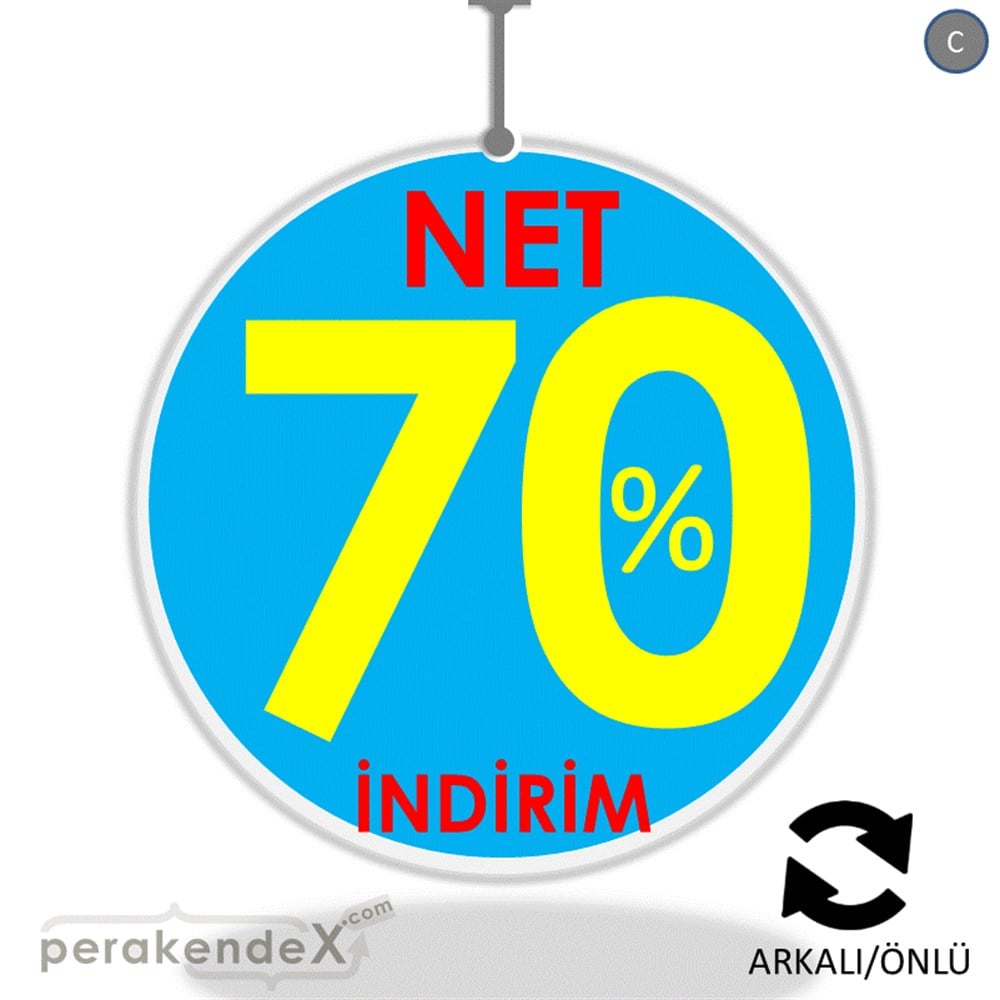 Net İndirim %70 DÖNKART -oval,çift yön baskı
