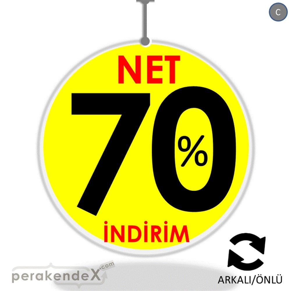 Net İndirim %70 DÖNKART -oval,çift yön baskı