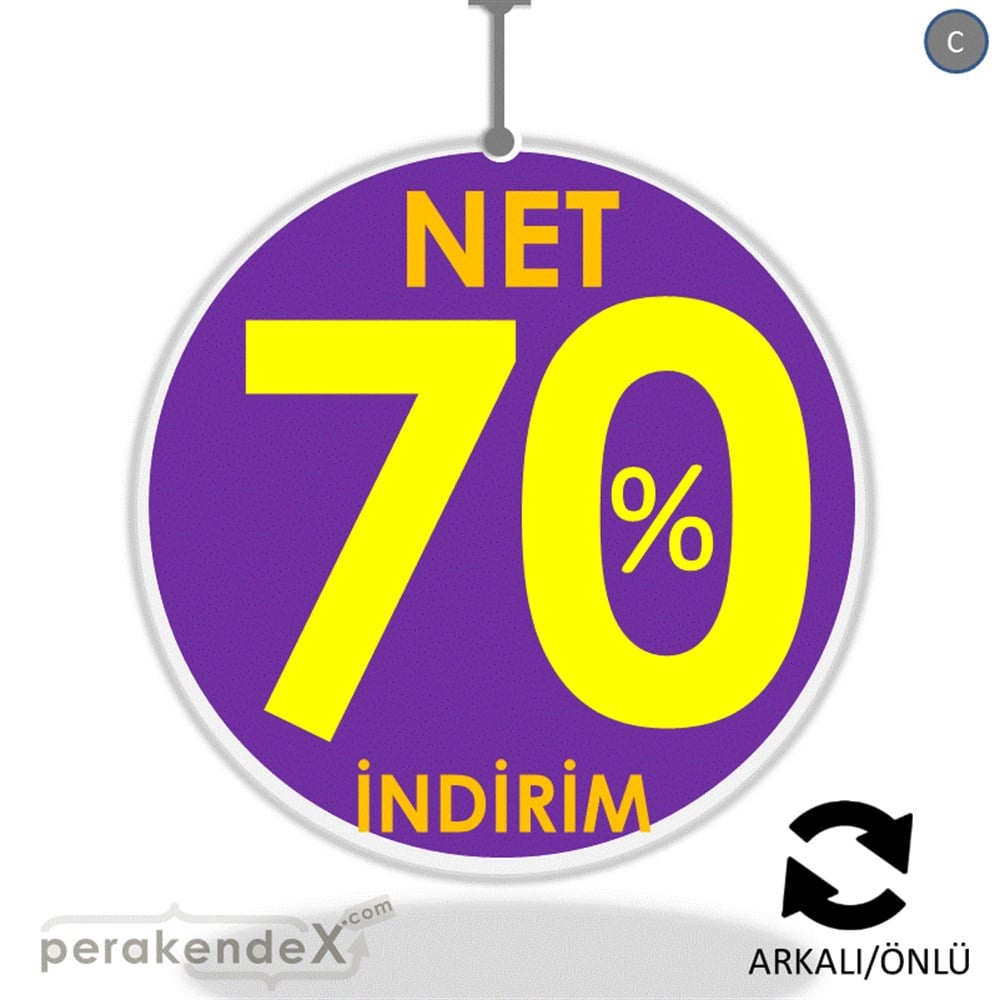 Net İndirim %70 DÖNKART -oval,çift yön baskı