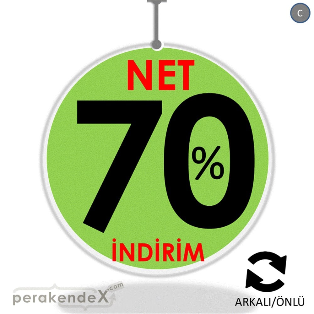 Net İndirim %70 DÖNKART -oval,çift yön baskı