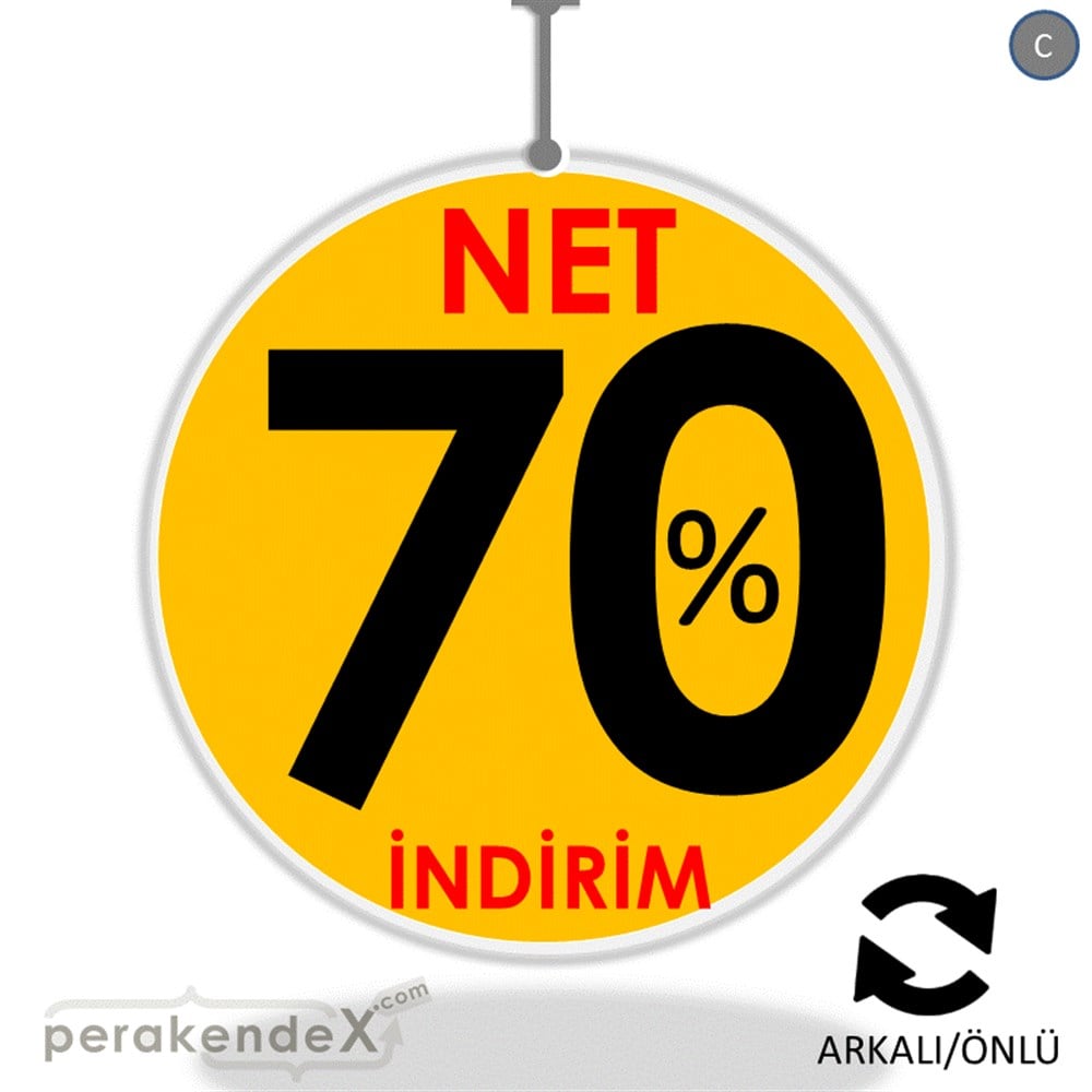 Net İndirim %70 DÖNKART -oval,çift yön baskı