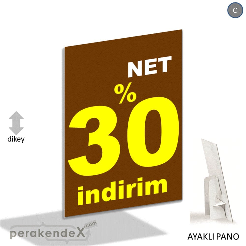 net yüzde 30 indirim AYAKLI REKLAM PANOSU -dikdörtgen,tek yön baskı