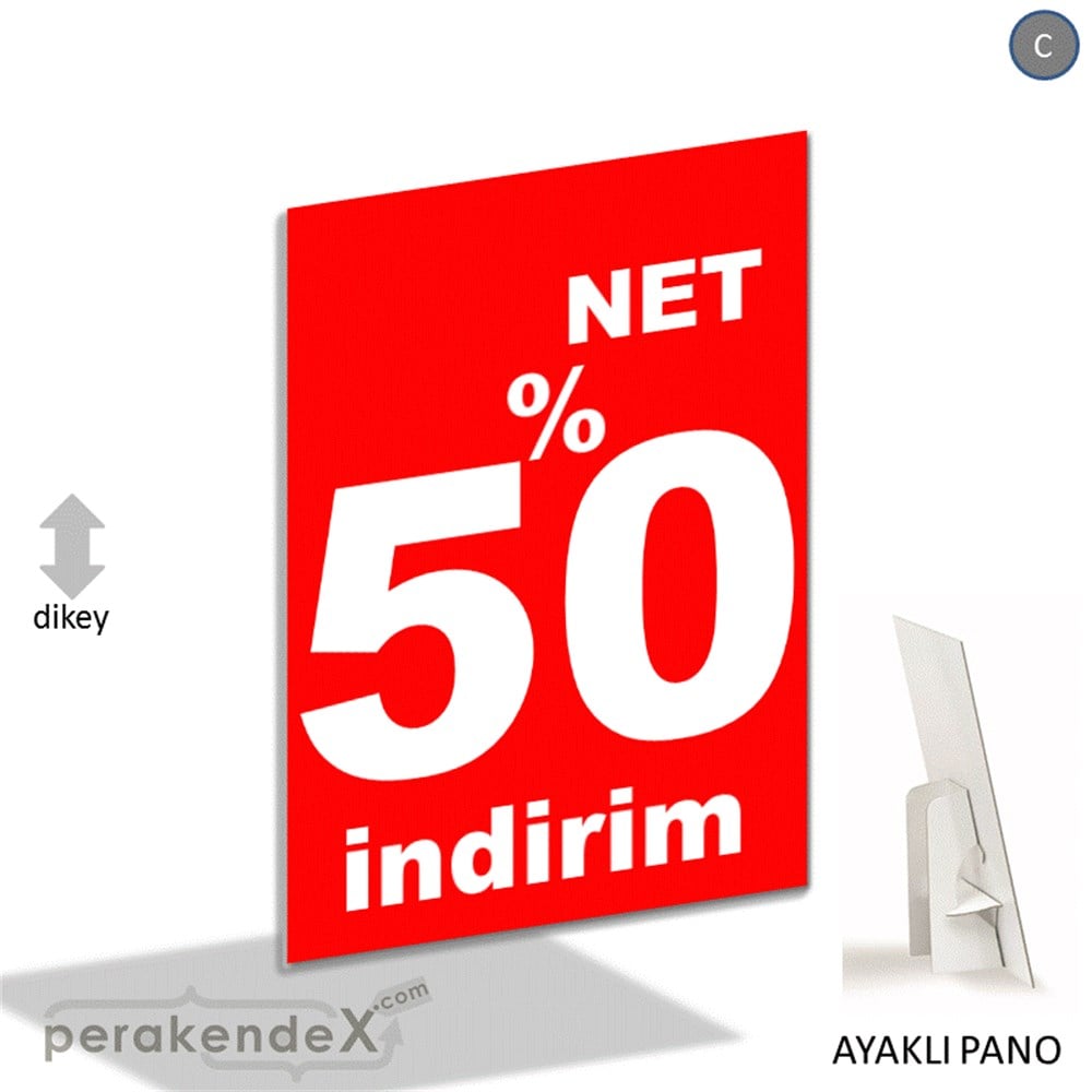 net yüzde 50 indirim AYAKLI REKLAM PANOSU -dikdörtgen,tek yön baskı