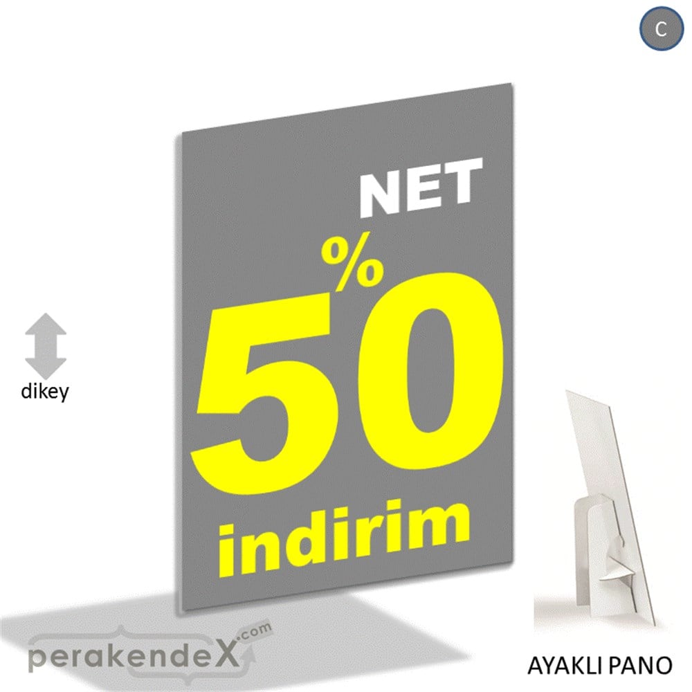 net yüzde 50 indirim AYAKLI REKLAM PANOSU -dikdörtgen,tek yön baskı