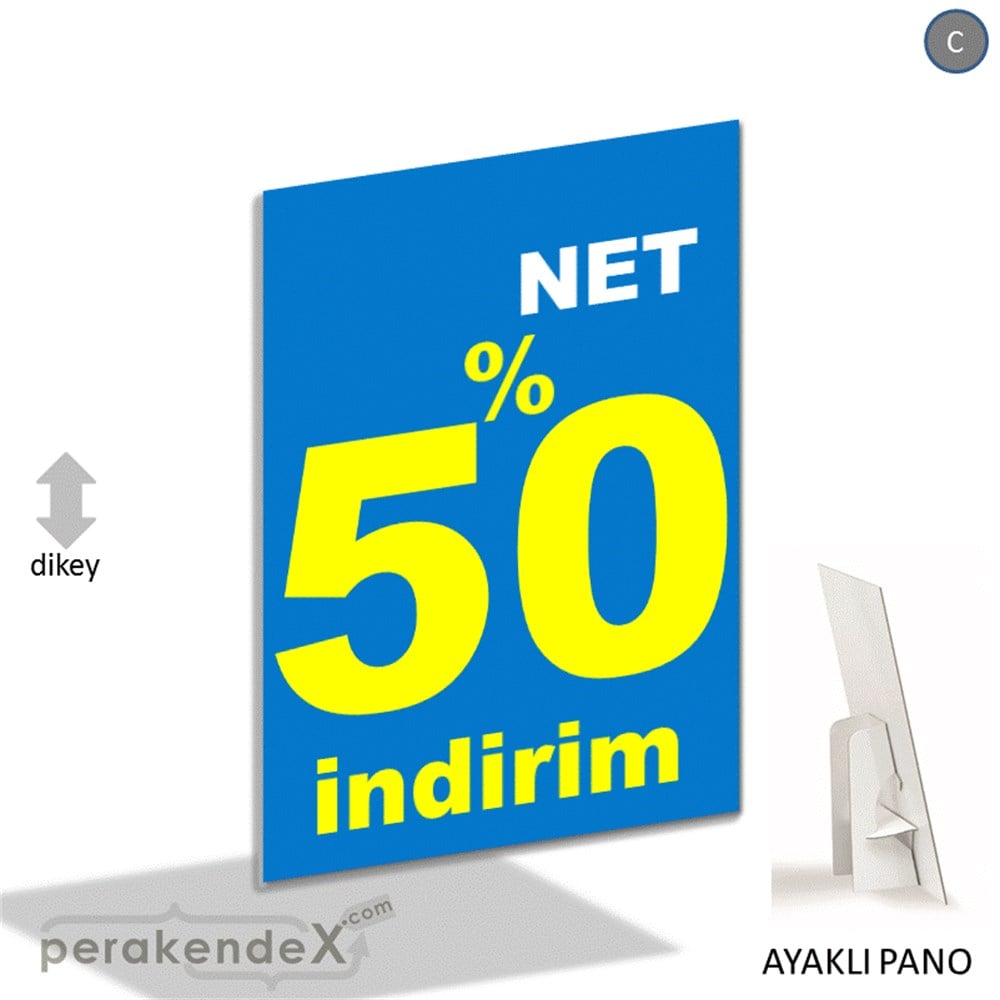 net yüzde 50 indirim AYAKLI REKLAM PANOSU -dikdörtgen,tek yön baskı