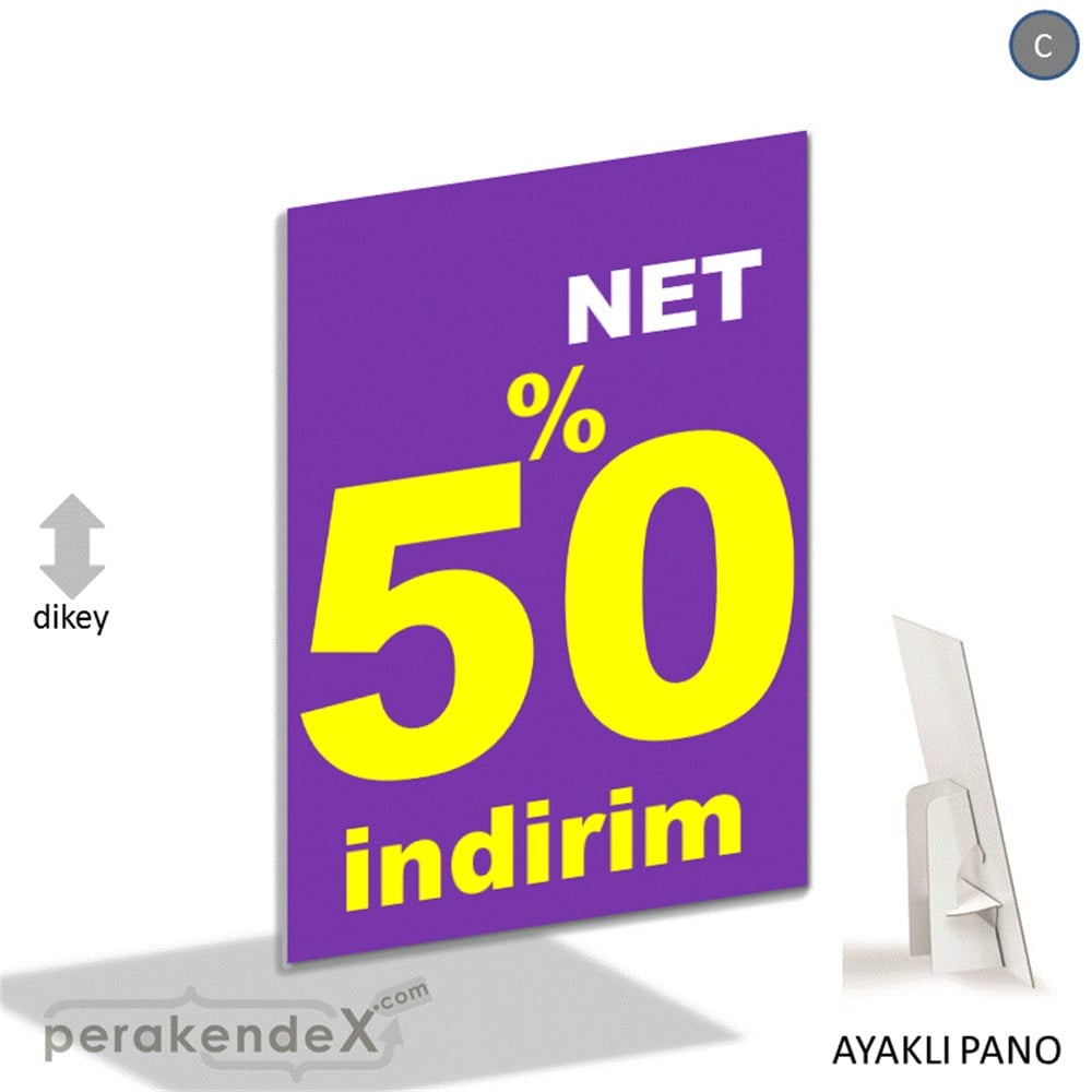 net yüzde 50 indirim AYAKLI REKLAM PANOSU -dikdörtgen,tek yön baskı