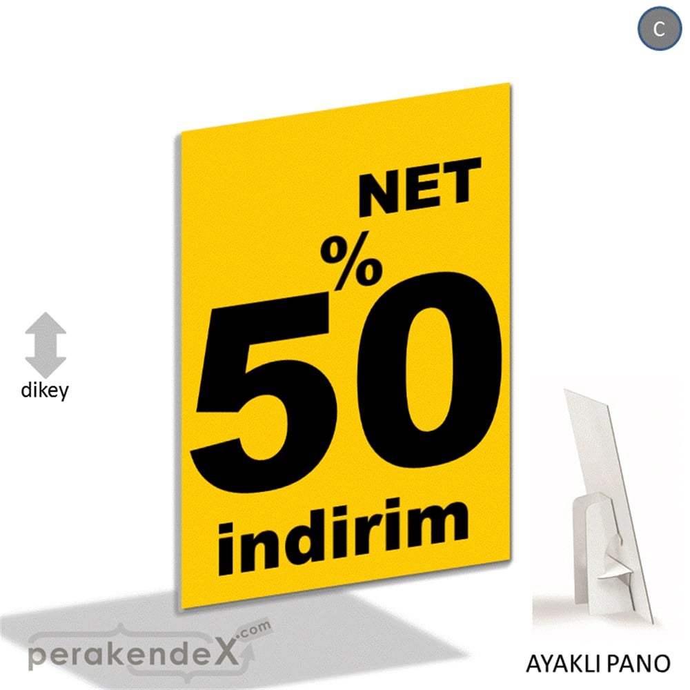 net yüzde 50 indirim AYAKLI REKLAM PANOSU -dikdörtgen,tek yön baskı